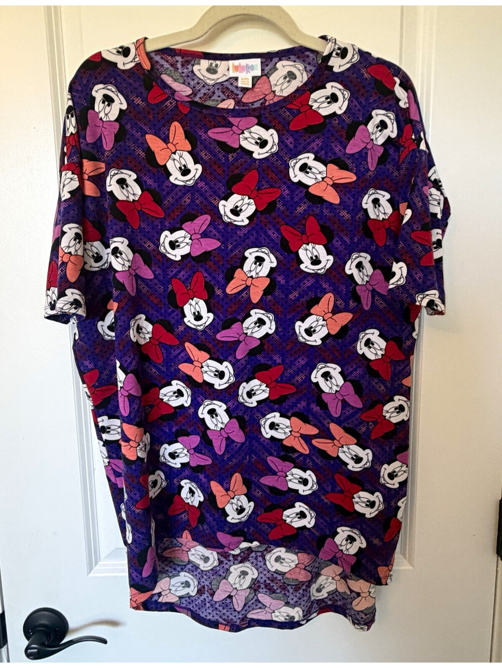LuLaRoe Women’s Minnie Mouse Purple Cartoon Knit T-Shirt XXS Short Sleeve